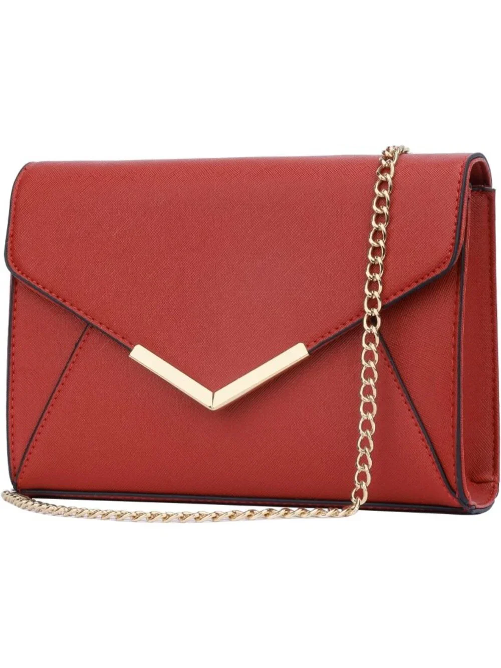 👜 Women's Red Faux Leather Evening Handbag Party Wedding Prom Clutch Purses
